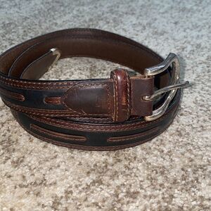 Top Grain Brown/black Leather Belt 44